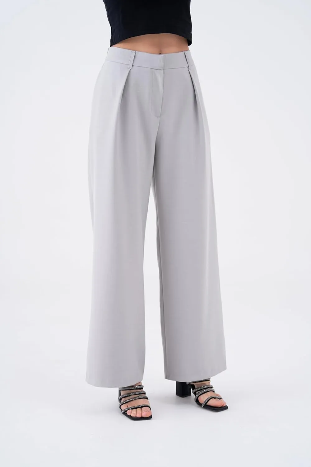 Wide Leg Work Pants Womens Elastic High Waisted Casual Office Dress Pants Trousers with Pocket Regular and Plus Size Slacks