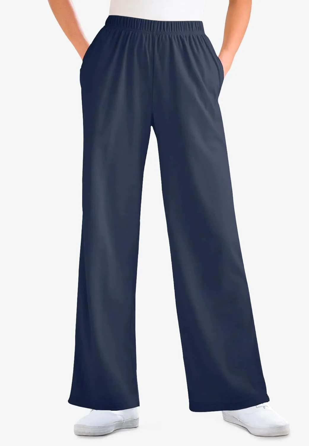 Woman Within Plus Size 7-Day Knit Wide-Leg Pant