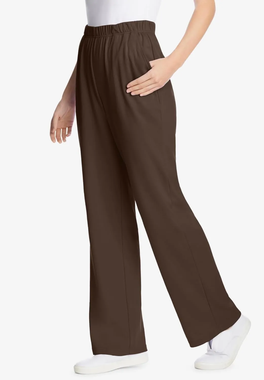 Woman Within Plus Size 7-Day Knit Wide-Leg Pant