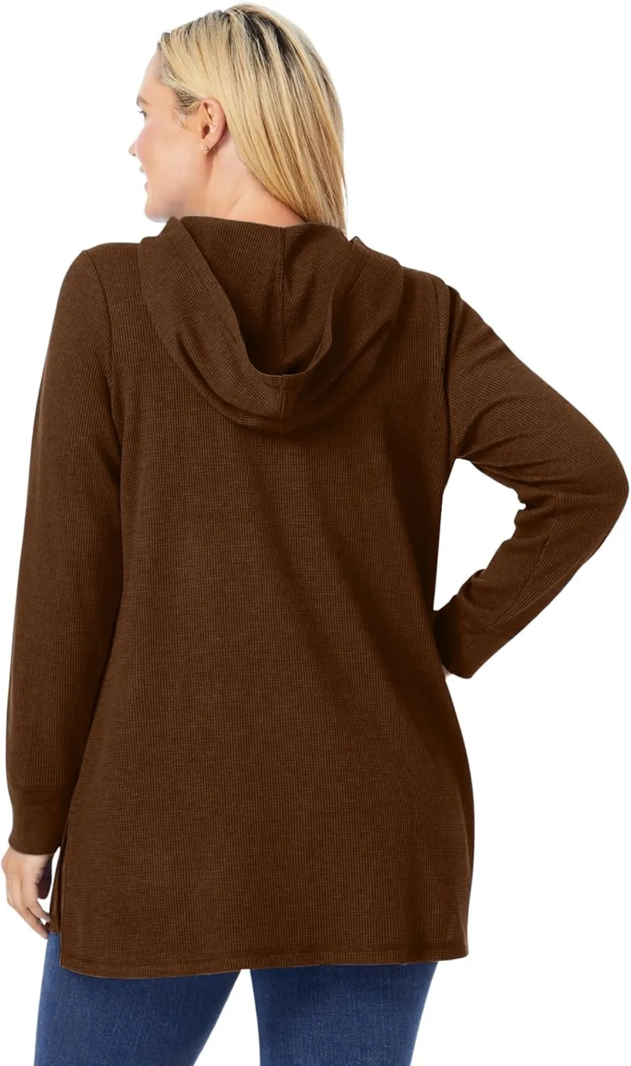 Woman Within Plus Size Waffle-Thermal Hoodie