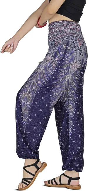 Women Harem Pant Boho Genie Aladdin Smocked Waist Yoga Trousers