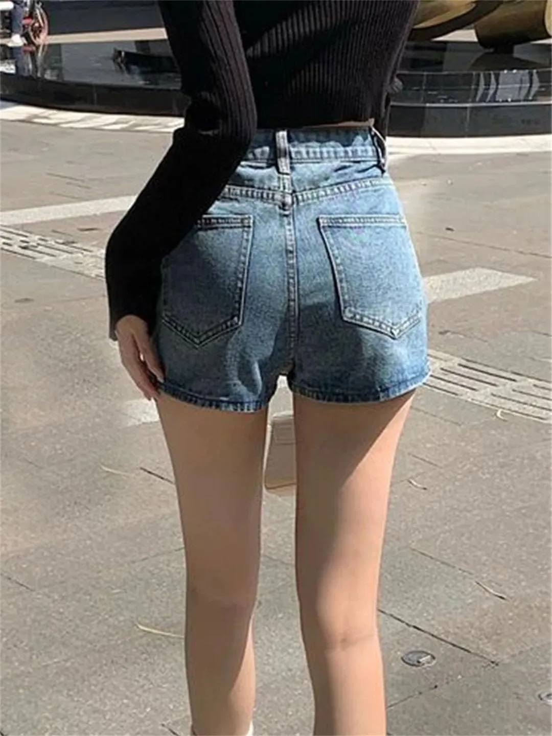 Women High-Waisted Vintage Denim Short Skirt Small Slim Sexy A-Line Mini Jeans Pants