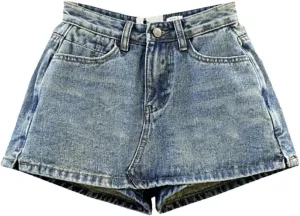 Women High-Waisted Vintage Denim Short Skirt Small Slim Sexy A-Line Mini Jeans Pants