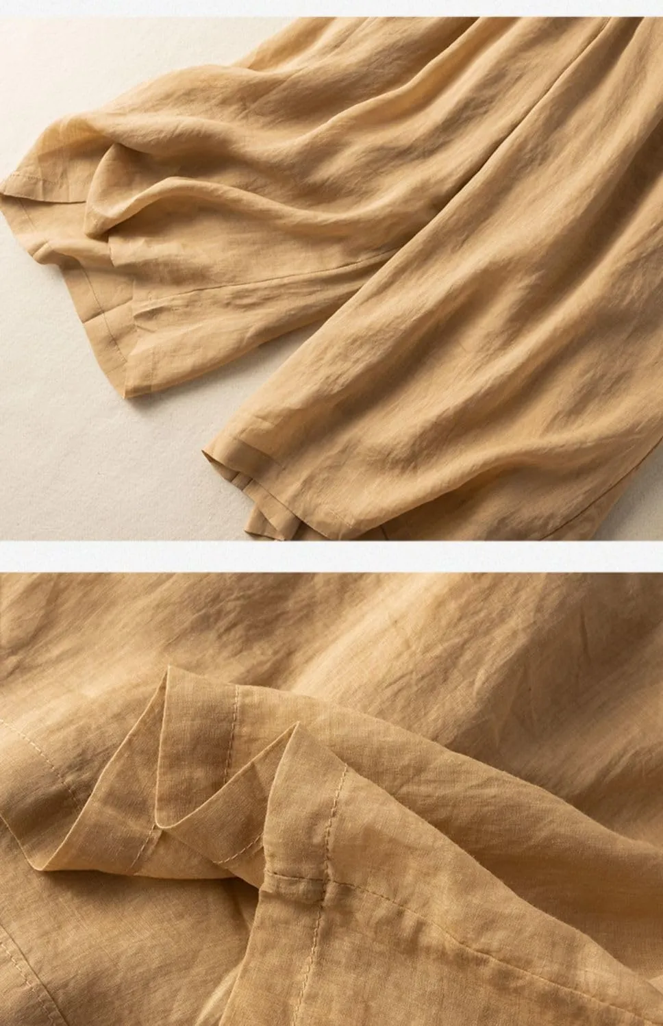Women Wide Leg Pant Cotton Linen Elastic High Waist Cropped Trousers Solid Color Casual Mosquito Proof Summer Pants