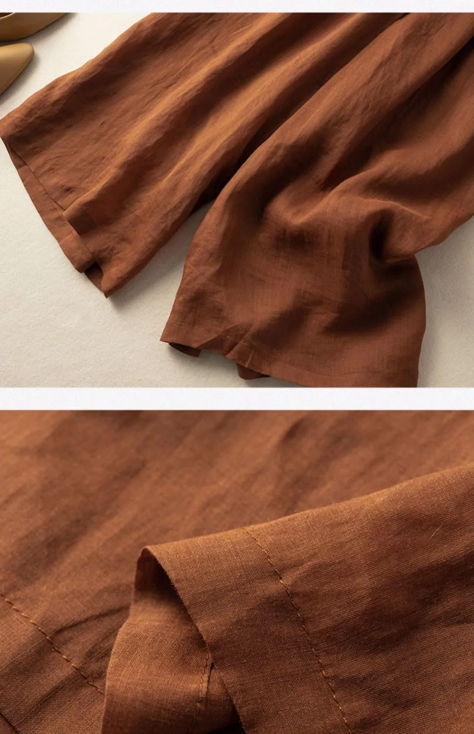 Women Wide Leg Pant Cotton Linen Elastic High Waist Cropped Trousers Solid Color Casual Mosquito Proof Summer Pants
