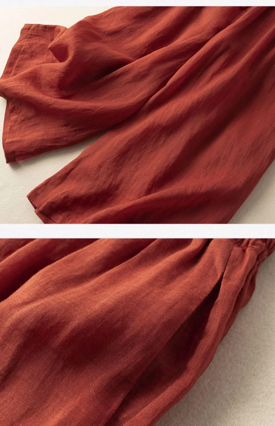 Women Wide Leg Pant Cotton Linen Elastic High Waist Cropped Trousers Solid Color Casual Mosquito Proof Summer Pants