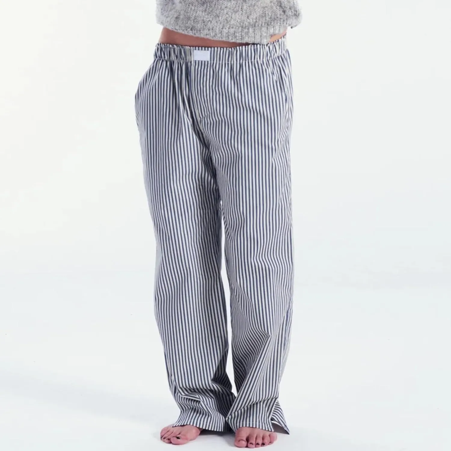 Women Y2k Striped Pants Pinstripe Wide Leg Long Pants High Waist Lounge Pants Straight Trousers Streetwear