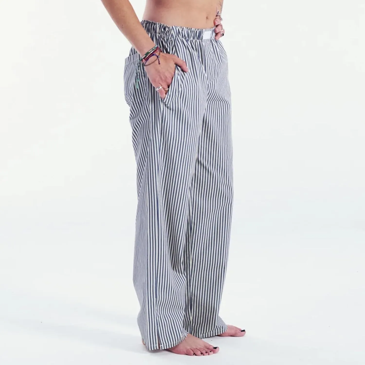 Women Y2k Striped Pants Pinstripe Wide Leg Long Pants High Waist Lounge Pants Straight Trousers Streetwear