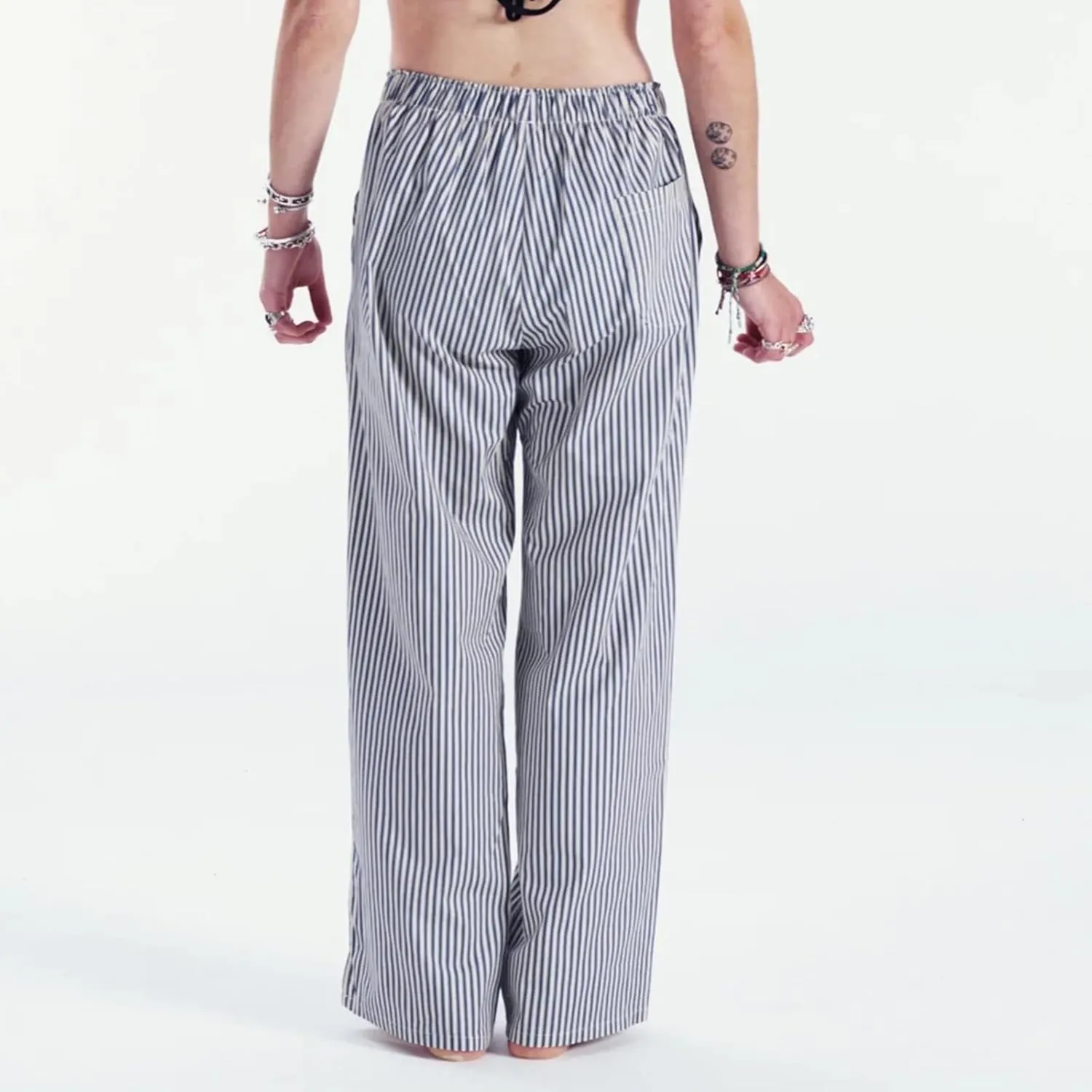 Women Y2k Striped Pants Pinstripe Wide Leg Long Pants High Waist Lounge Pants Straight Trousers Streetwear