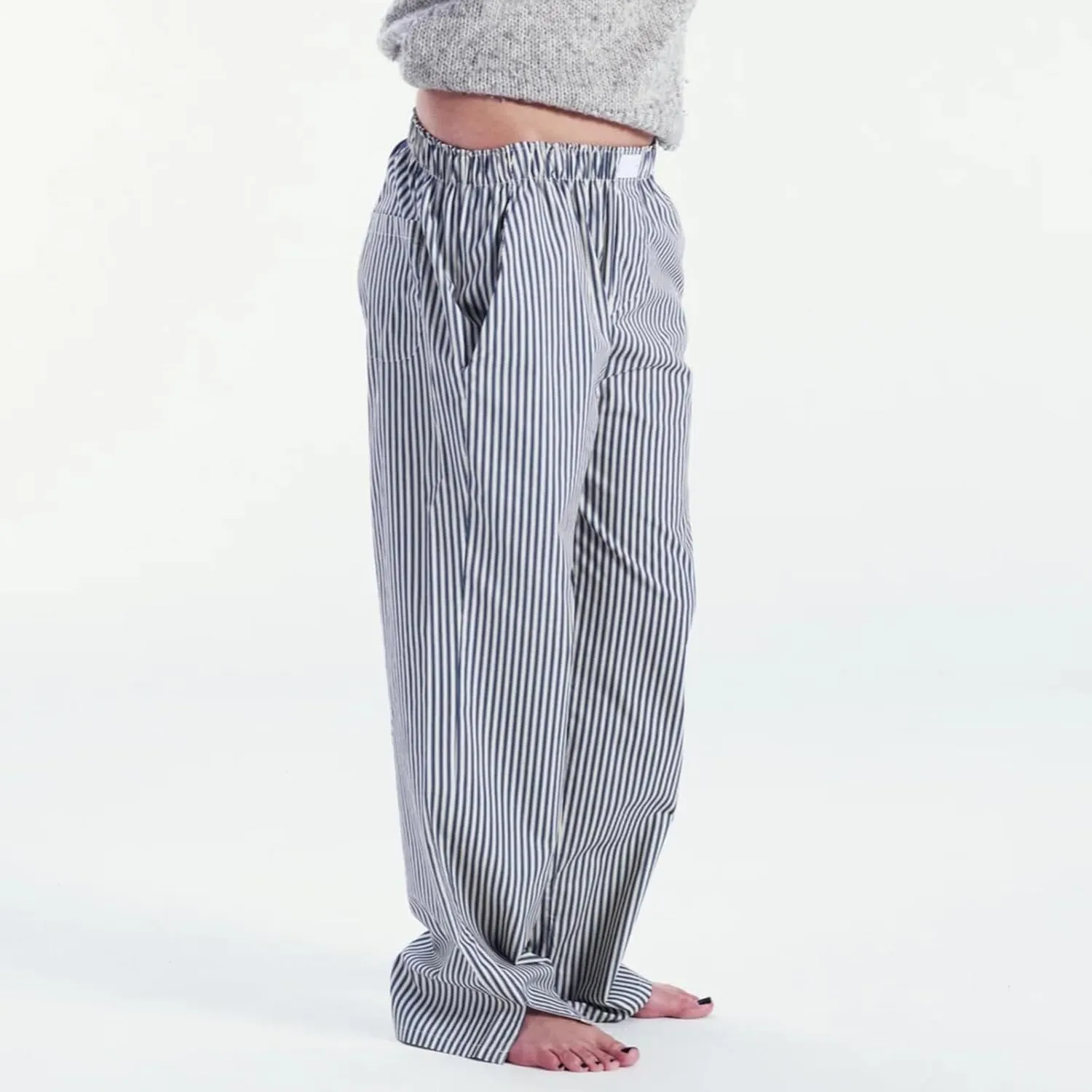 Women Y2k Striped Pants Pinstripe Wide Leg Long Pants High Waist Lounge Pants Straight Trousers Streetwear