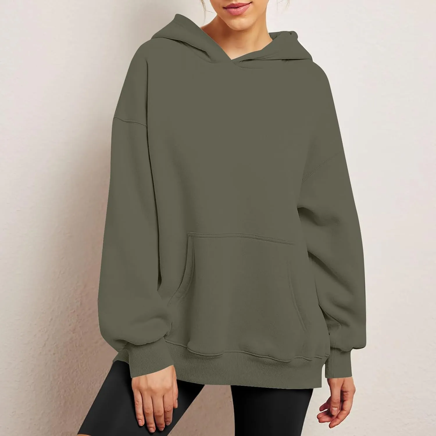Women's Camo Hoodie Maple-Leaf Print Oversized Sweatshirt Fleece Hooded Sweatshirts with Pocket Casual Fall Pullover