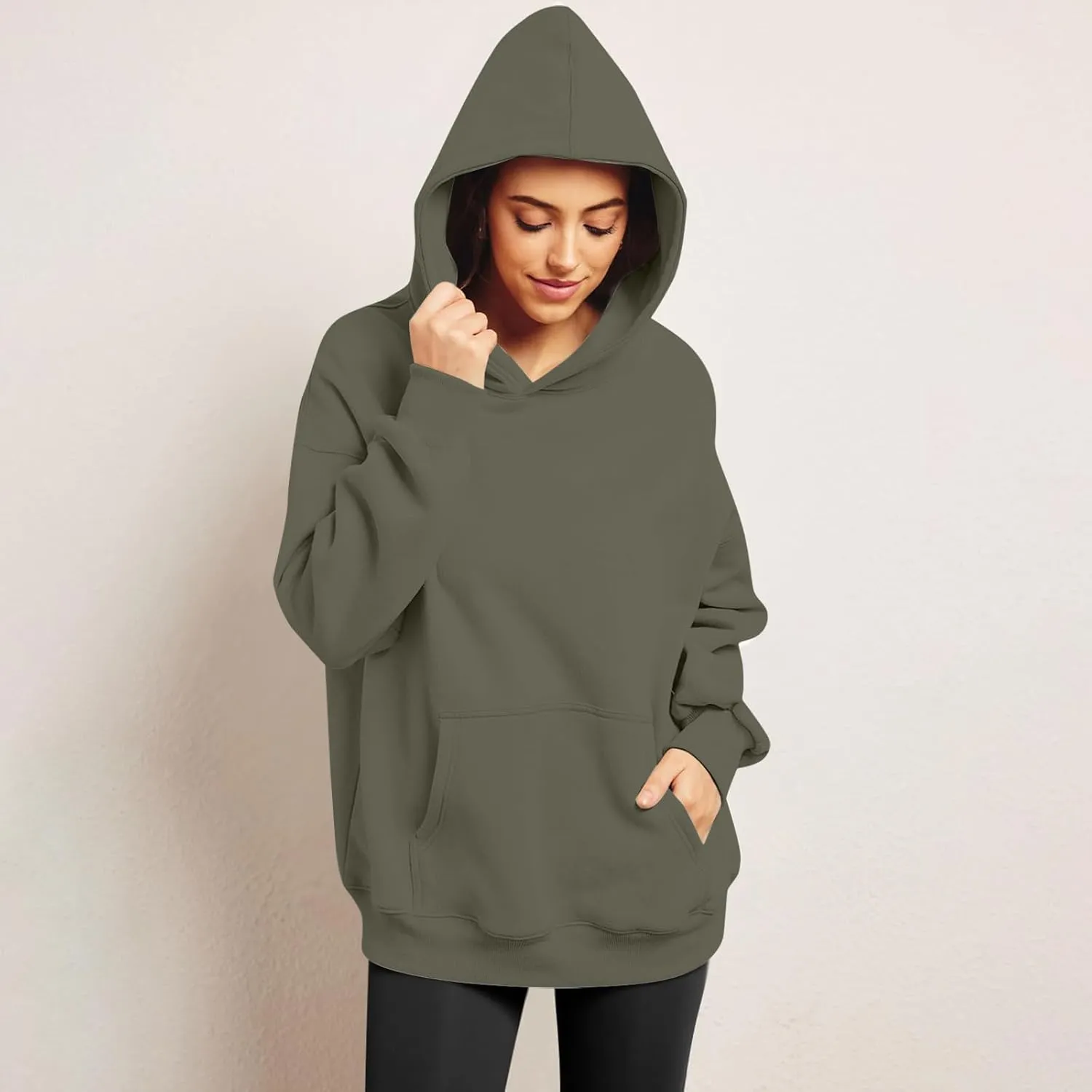 Women's Camo Hoodie Maple-Leaf Print Oversized Sweatshirt Fleece Hooded Sweatshirts with Pocket Casual Fall Pullover
