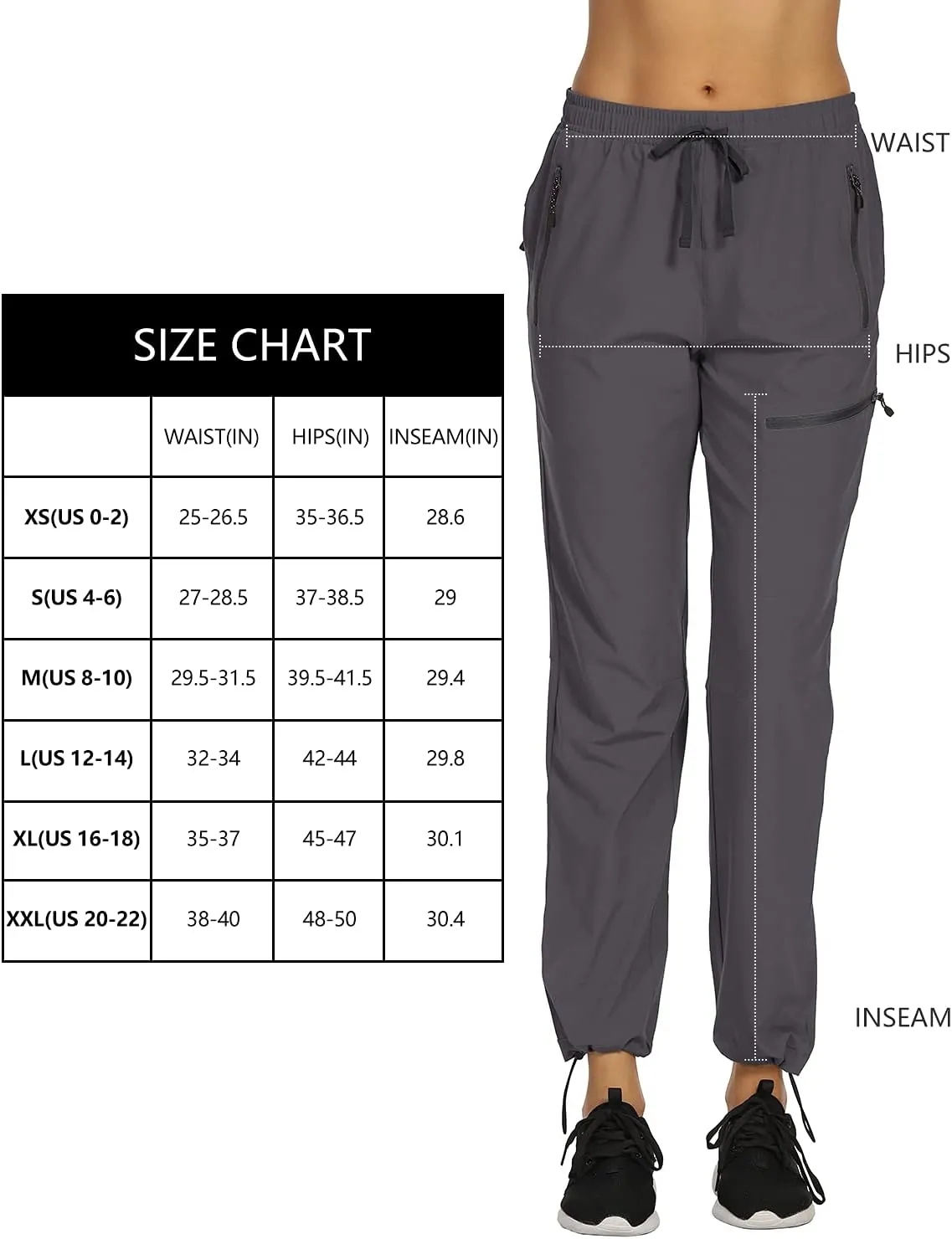 Womens Cargo Hiking Pants Lightweight Joggers Quick Dry Water Resistant Lounge Outdoor Travel Pants Zipper Pockets