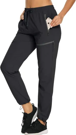 Womens Cargo Hiking Pants Lightweight Joggers Quick Dry Water Resistant Lounge Outdoor Travel Pants Zipper Pockets
