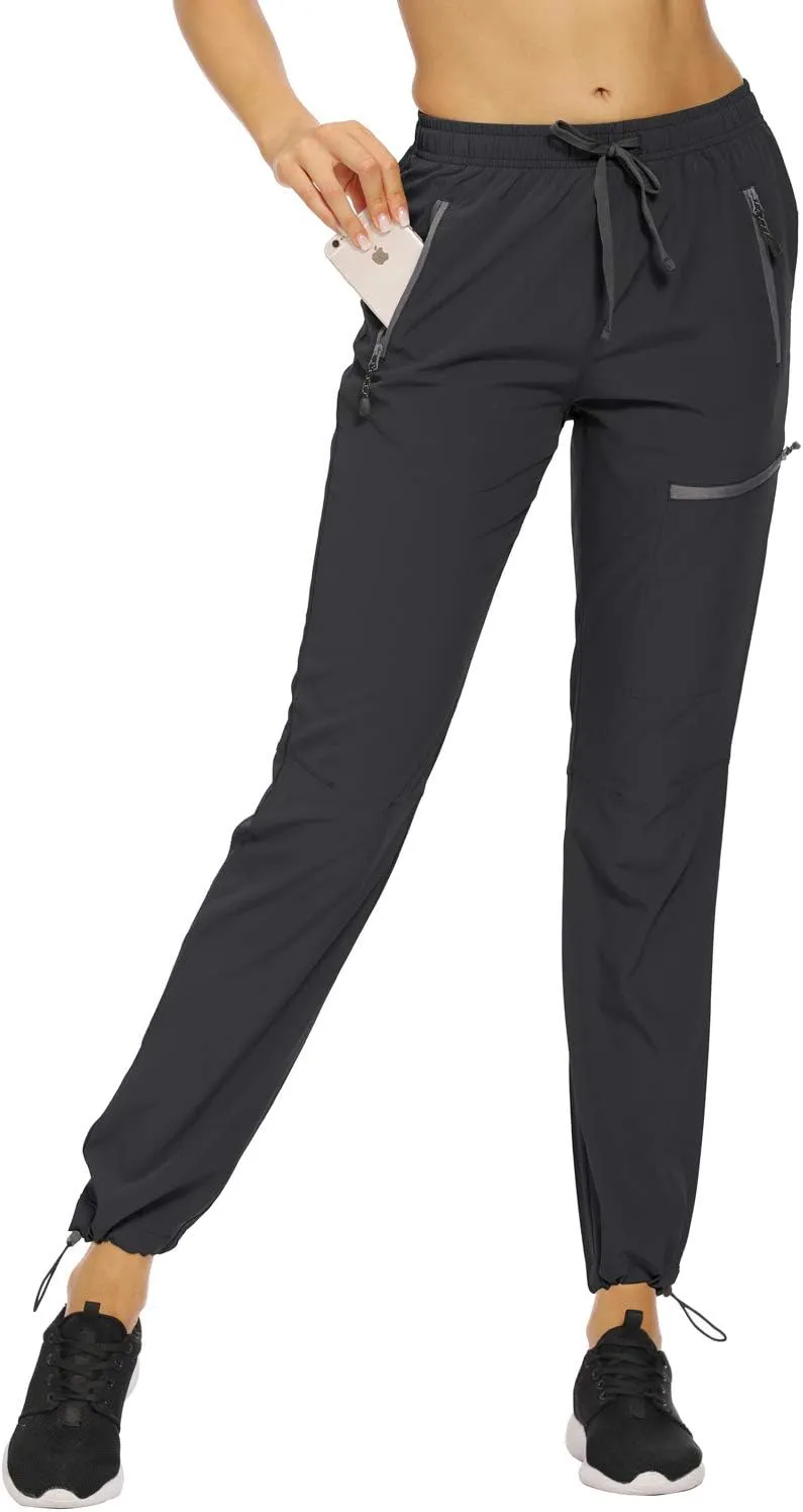Womens Cargo Hiking Pants Lightweight Joggers Quick Dry Water Resistant Lounge Outdoor Travel Pants Zipper Pockets