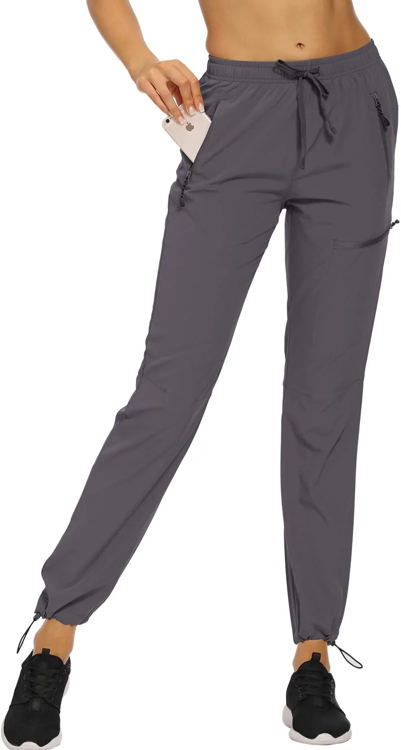 Womens Cargo Hiking Pants Lightweight Joggers Quick Dry Water Resistant Lounge Outdoor Travel Pants Zipper Pockets