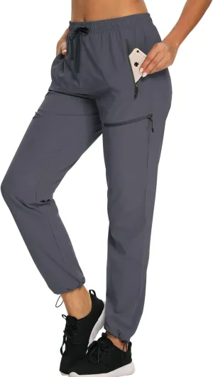 Womens Cargo Hiking Pants Lightweight Joggers Quick Dry Water Resistant Lounge Outdoor Travel Pants Zipper Pockets