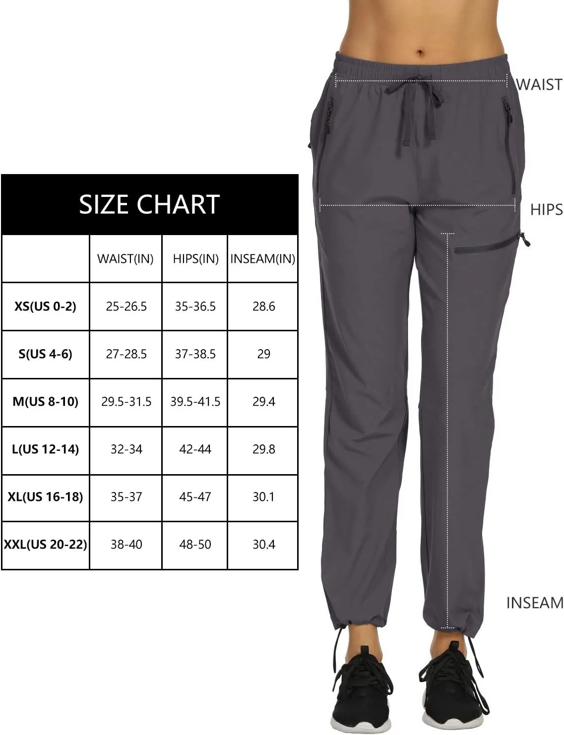 Womens Cargo Hiking Pants Lightweight Joggers Quick Dry Water Resistant Lounge Outdoor Travel Pants Zipper Pockets