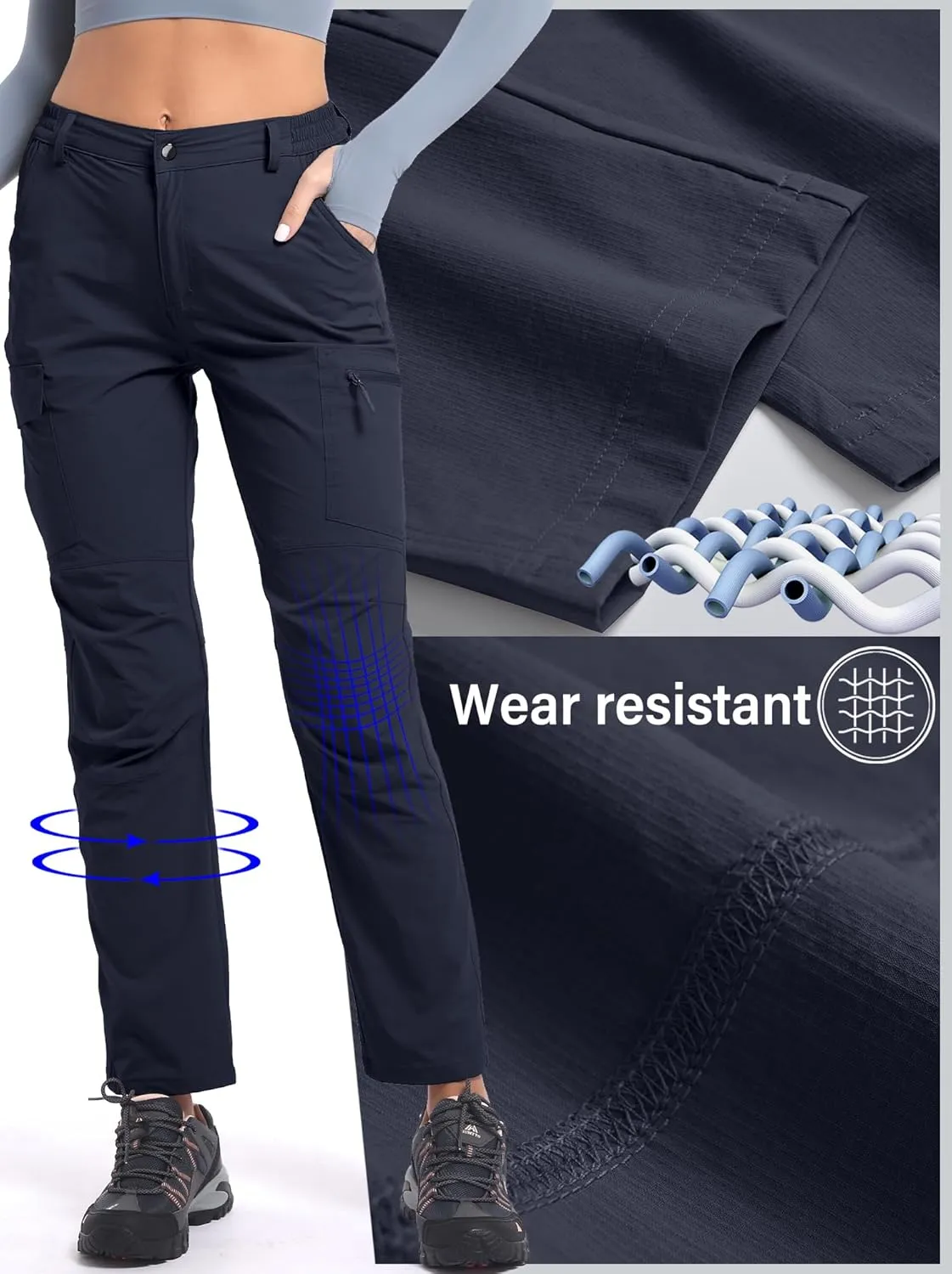 Women's Cargo Lightweight Hiking Pants Casual High Waisted Athletic Outdoor Travel Trousers with Pockets