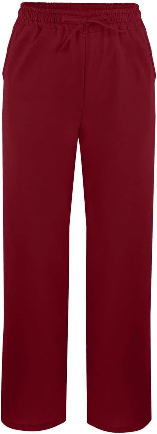 Womens Casual Cotton Linen Pants Lightweight Summer Relax Fit Elastic Waist Plus Size Solid Lounge Long Trousers