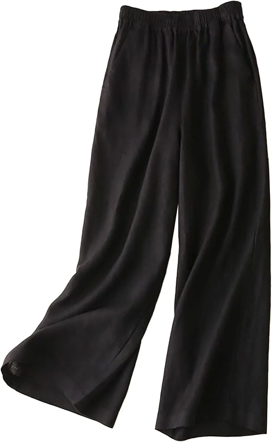 Women's Cotton Linen Summer Boho Palazzo Lounge Pants Elastic Waist Baggy Stretchy Slim Fit Trouser Vacation