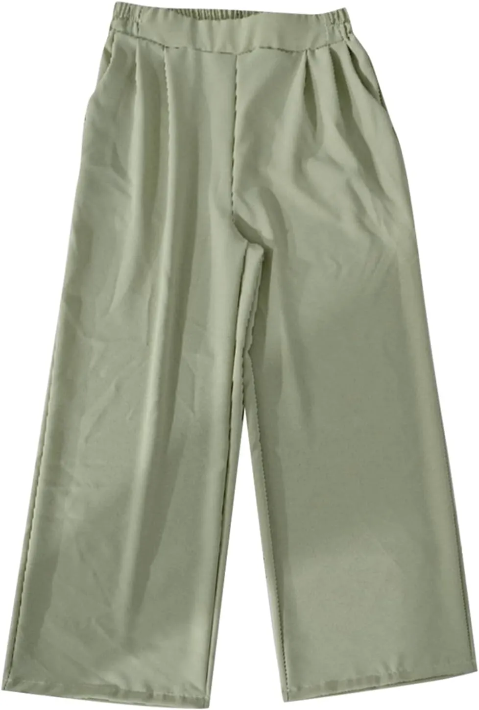 Women's Crinkle Textured Wide Leg Pants High-Waisted Cooling Summer Stretchy Lightweight Lounge to Office