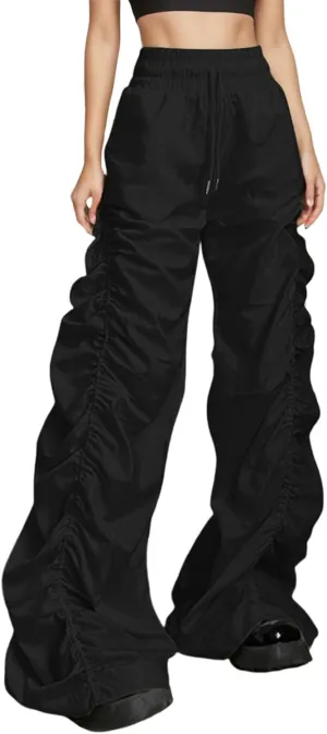 Women's Fleece Lined Pants Winter Athletic Hiking Jeans with Pockets Barrel Pants Elastic Waist