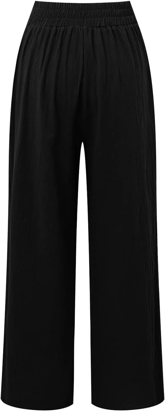 Women's Fleece Lined Pants Winter Colorful Beach Palazzo with Pockets Straight Leg Flare Leggings