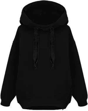 Womens Lightweight Trendy Basic Hoodies Cozy Tunic Pullover Tops Solid Color Sweatshirts Drawstring with Pockets