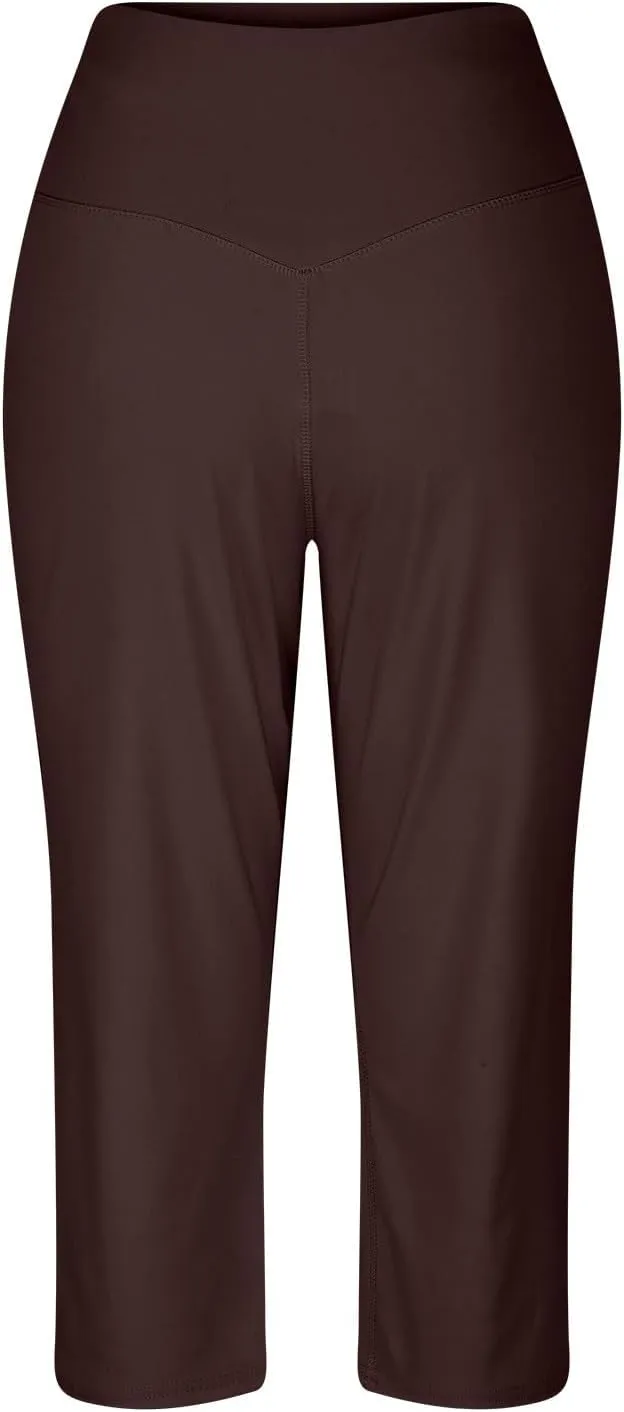 Womens Linen Pants Long Elastic Waist Summer Loose Capri Pants for Women Stretch Cotton Petite Short Capris Cargo