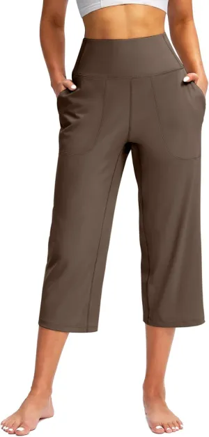 Womens Linen Pants Long Elastic Waist Summer Loose Capri Pants for Women Stretch Cotton Petite Short Capris Cargo