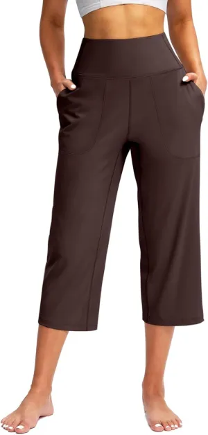 Womens Linen Pants Long Elastic Waist Summer Loose Capri Pants for Women Stretch Cotton Petite Short Capris Cargo