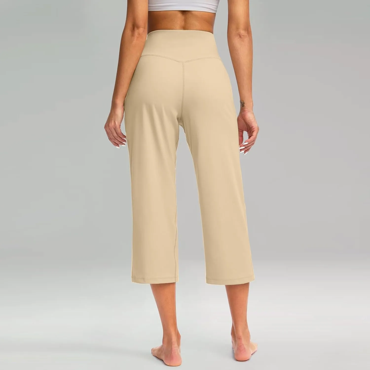 Womens Linen Pants Long Elastic Waist Summer Loose Capri Pants for Women Stretch Cotton Petite Short Capris Cargo