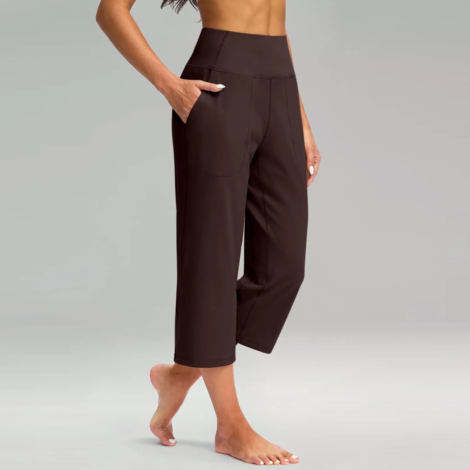 Womens Linen Pants Long Elastic Waist Summer Loose Capri Pants for Women Stretch Cotton Petite Short Capris Cargo