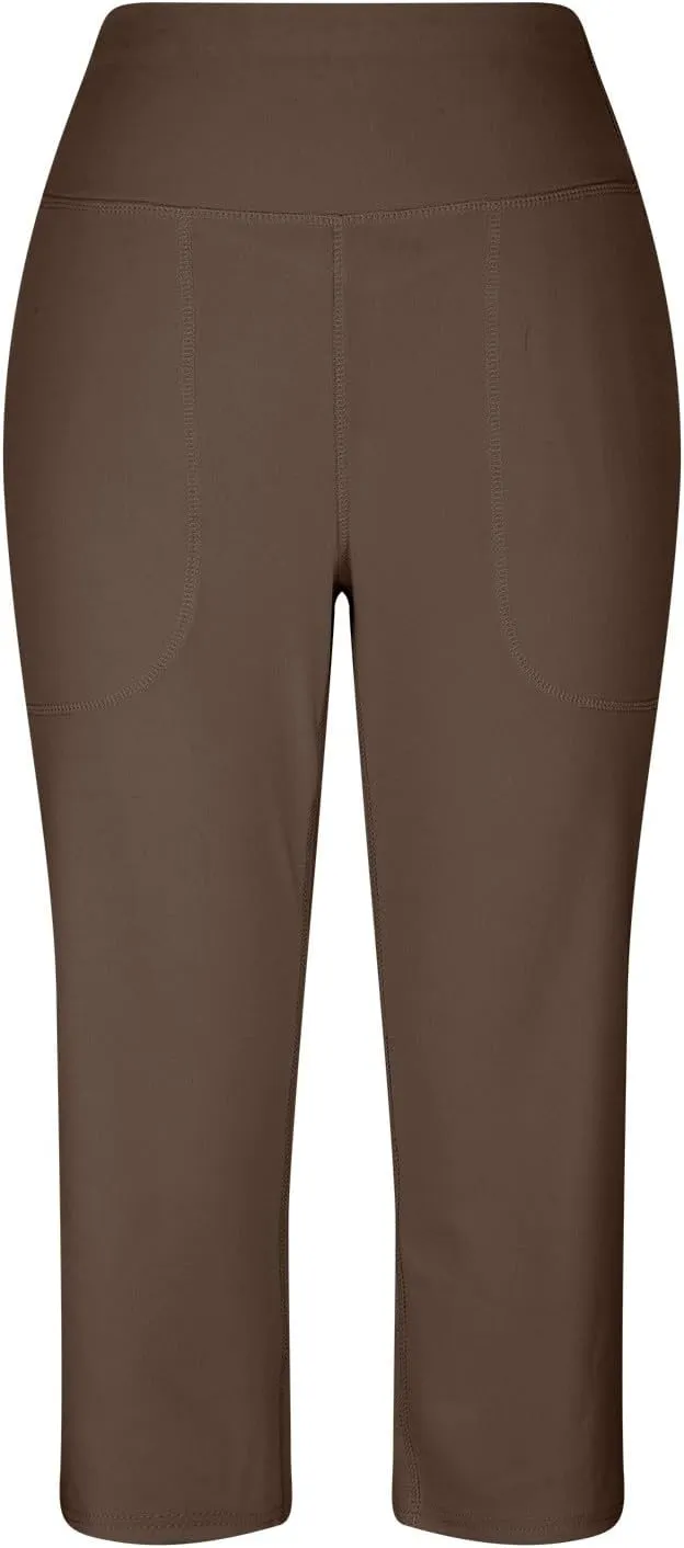 Womens Linen Pants Long Elastic Waist Summer Loose Capri Pants for Women Stretch Cotton Petite Short Capris Cargo
