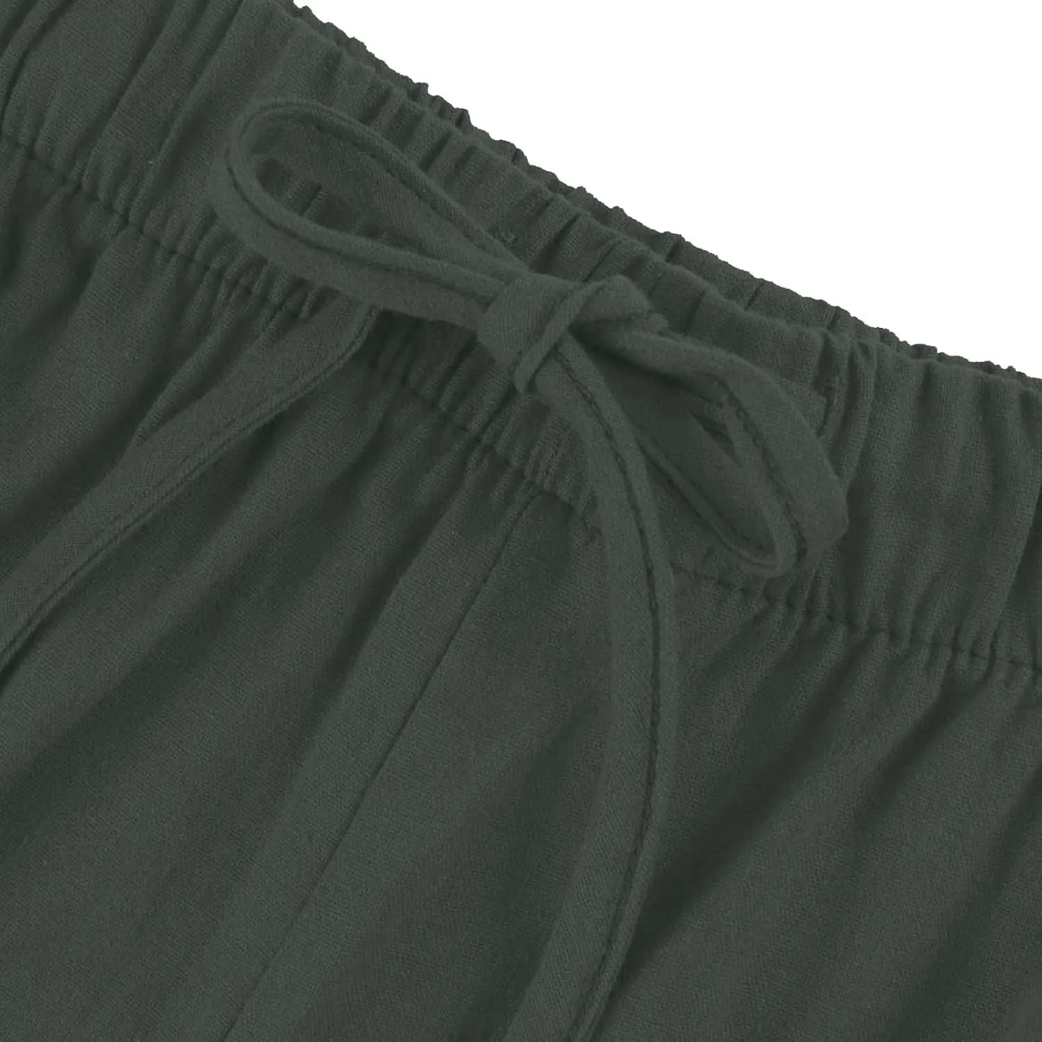 Women's Linen Summer Palazzo Pants Flowy Wide Leg Beach Trousers with Pockets