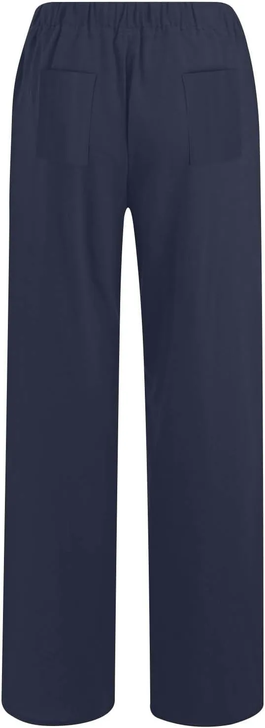 Women's Linen Wide Leg Pants Casual Loose Elastic Waisted Casual Summer Barrel Beach Palazzo Loose Fit Trousers
