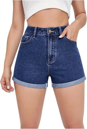 Womens Mid-High Waisted Ripped Denim Jean Shorts Cutoff Stretchy 2025 Summer Casual Beach Wide Leg Hot Short Pants