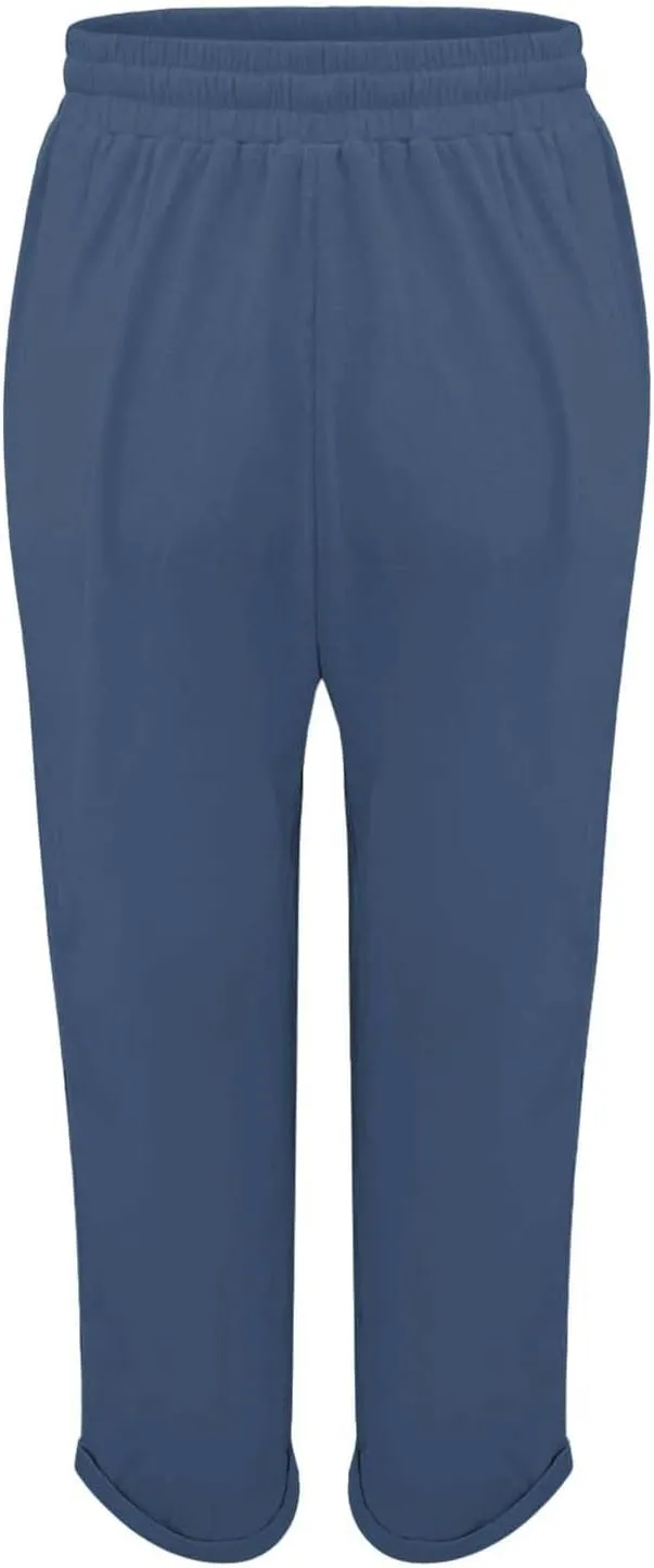 Womens Pajama Pants Cotton Palazzo Pants Wide Leg Long Pant Trousers with Pocket Lightweight Elastic Waist Pant