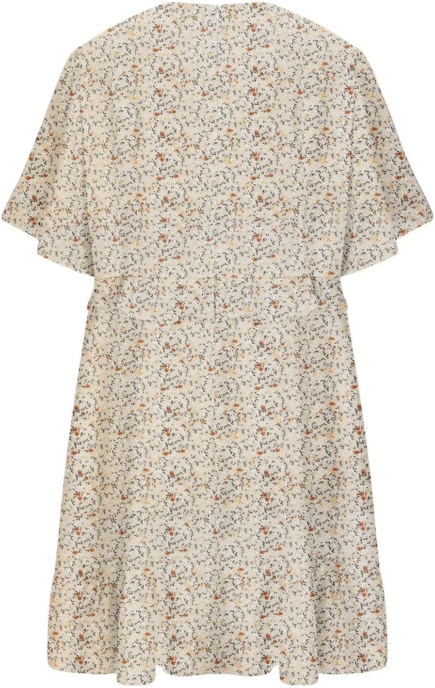 Women's Plus Size Summer Mini Dress with Ditsy Floral Print Ruffle Detail Floral Print Ruffle Mini Flowy Dress