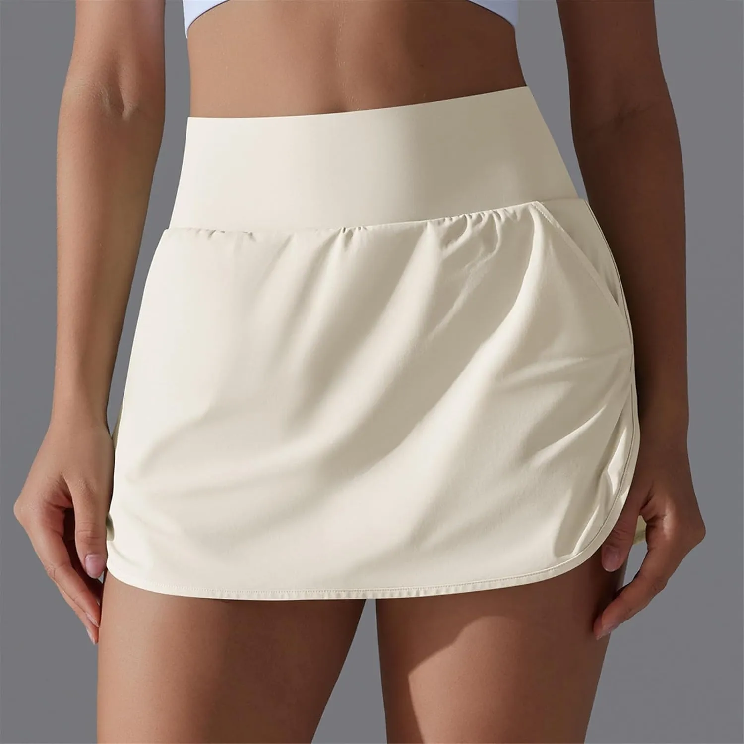 Womens Tennis Shorts Trendy Fake Two-Piece High Waist Sports Pants Gym Yoga Casual Solid Athletic Skirt Shorts 2025