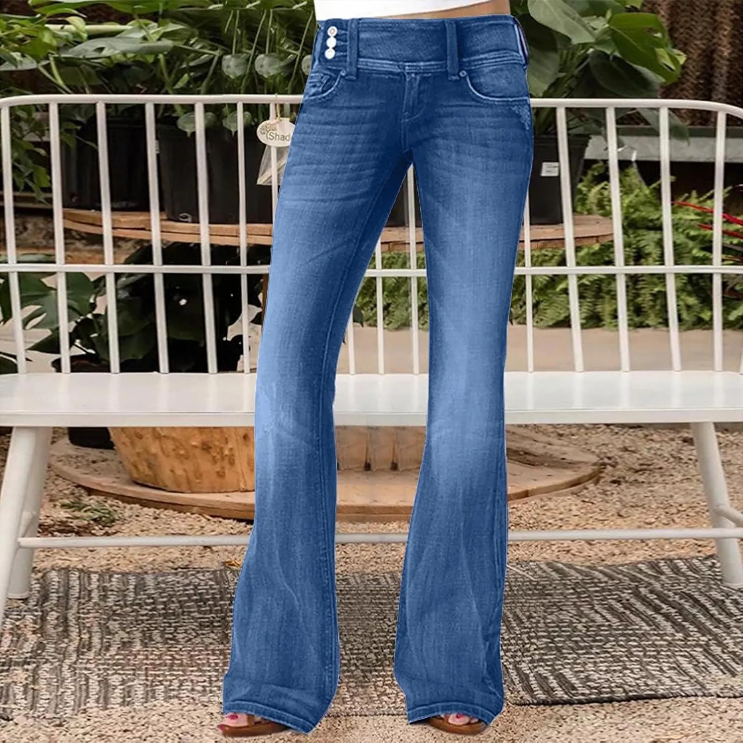 Women's Vintage Flare Jeans High Waist Stretch Denim Bell Bottoms Jeans Retro Bell-Bottomed Pants Plus Size