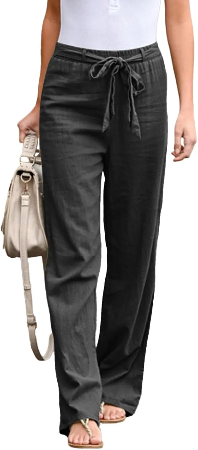 Women's Wide Leg Pants Winter Baggy Sports Capris with Pockets Solid Color Flare Leggings
