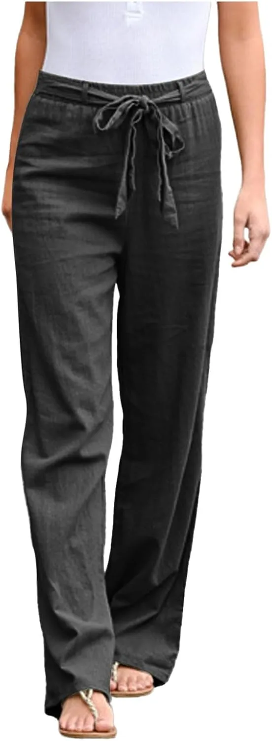 Women's Wide Leg Pants Winter Baggy Sports Capris with Pockets Solid Color Flare Leggings