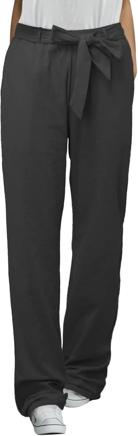 Women's Wide Leg Pants Winter Baggy Sports Capris with Pockets Solid Color Flare Leggings