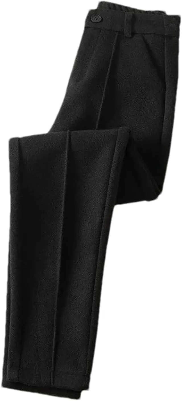Women's Wool Knit Pants - High Waist Elastic Thick Casual Winter Soft Warm Trousers