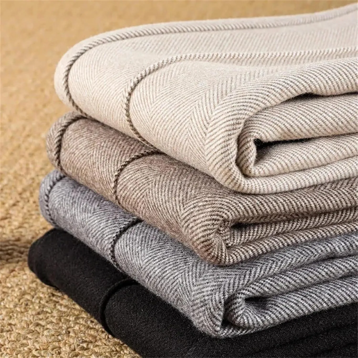 Women's Wool Knit Pants - High Waist Elastic Thick Casual Winter Soft Warm Trousers