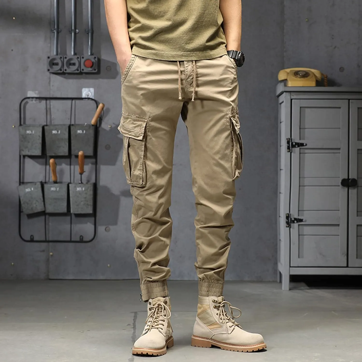 Work Pants for Men Slim Fit Men's Wild Cargo Pants Casual Joggers Sweatpants Outdoor Waterproof Hiking Work Pants