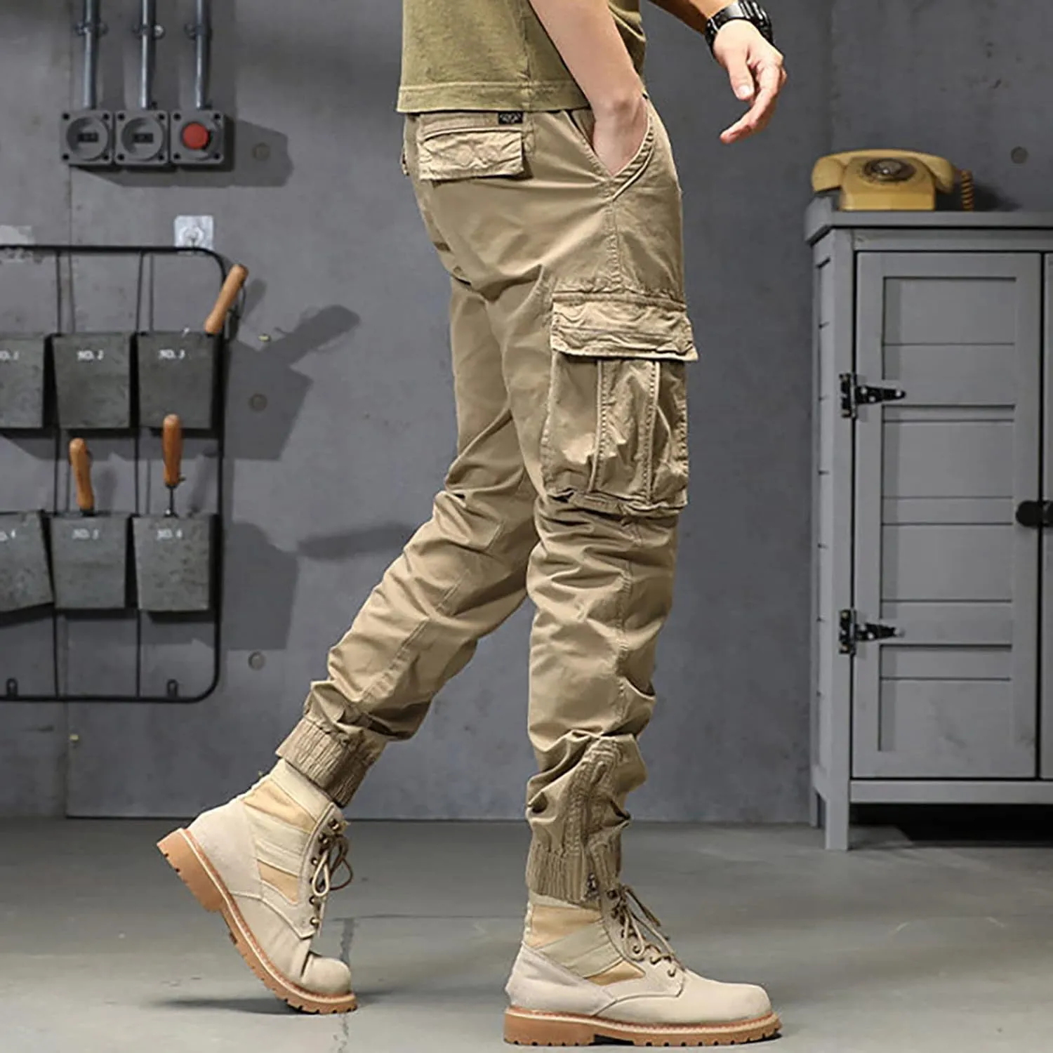 Work Pants for Men Slim Fit Men's Wild Cargo Pants Casual Joggers Sweatpants Outdoor Waterproof Hiking Work Pants