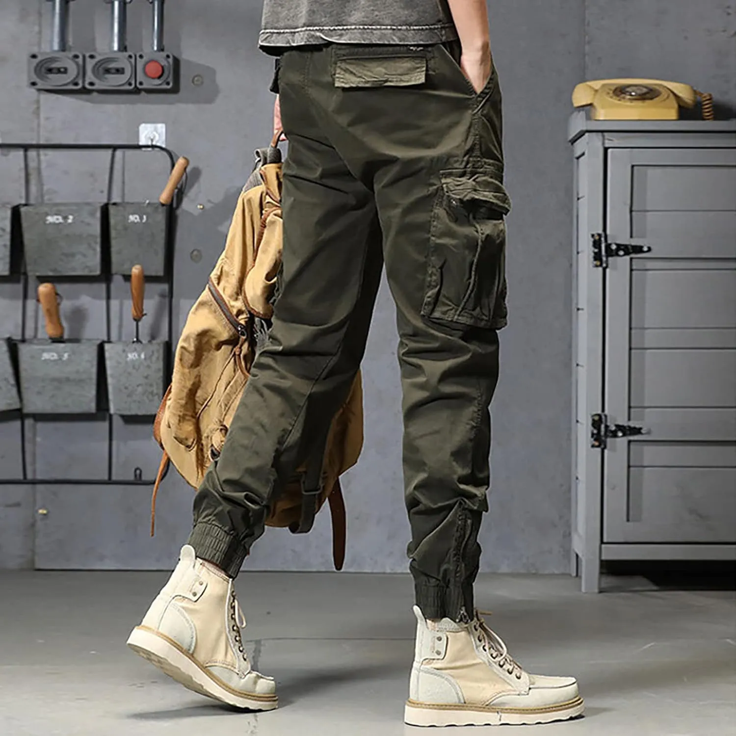 Work Pants for Men Slim Fit Men's Wild Cargo Pants Casual Joggers Sweatpants Outdoor Waterproof Hiking Work Pants